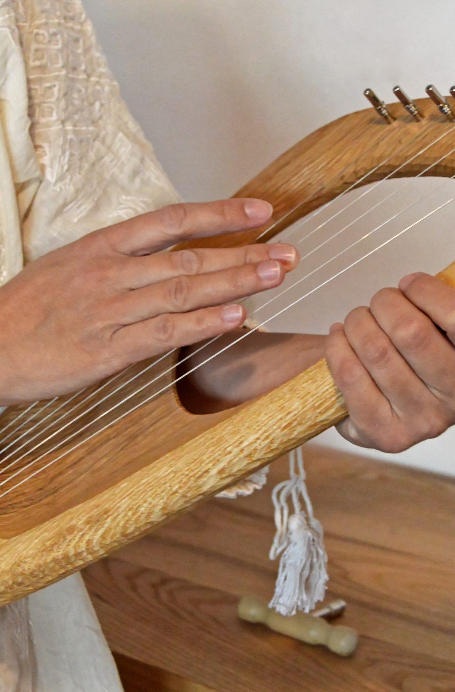 7 String Pentatonic Lyre, Hand carved, Ash Wood