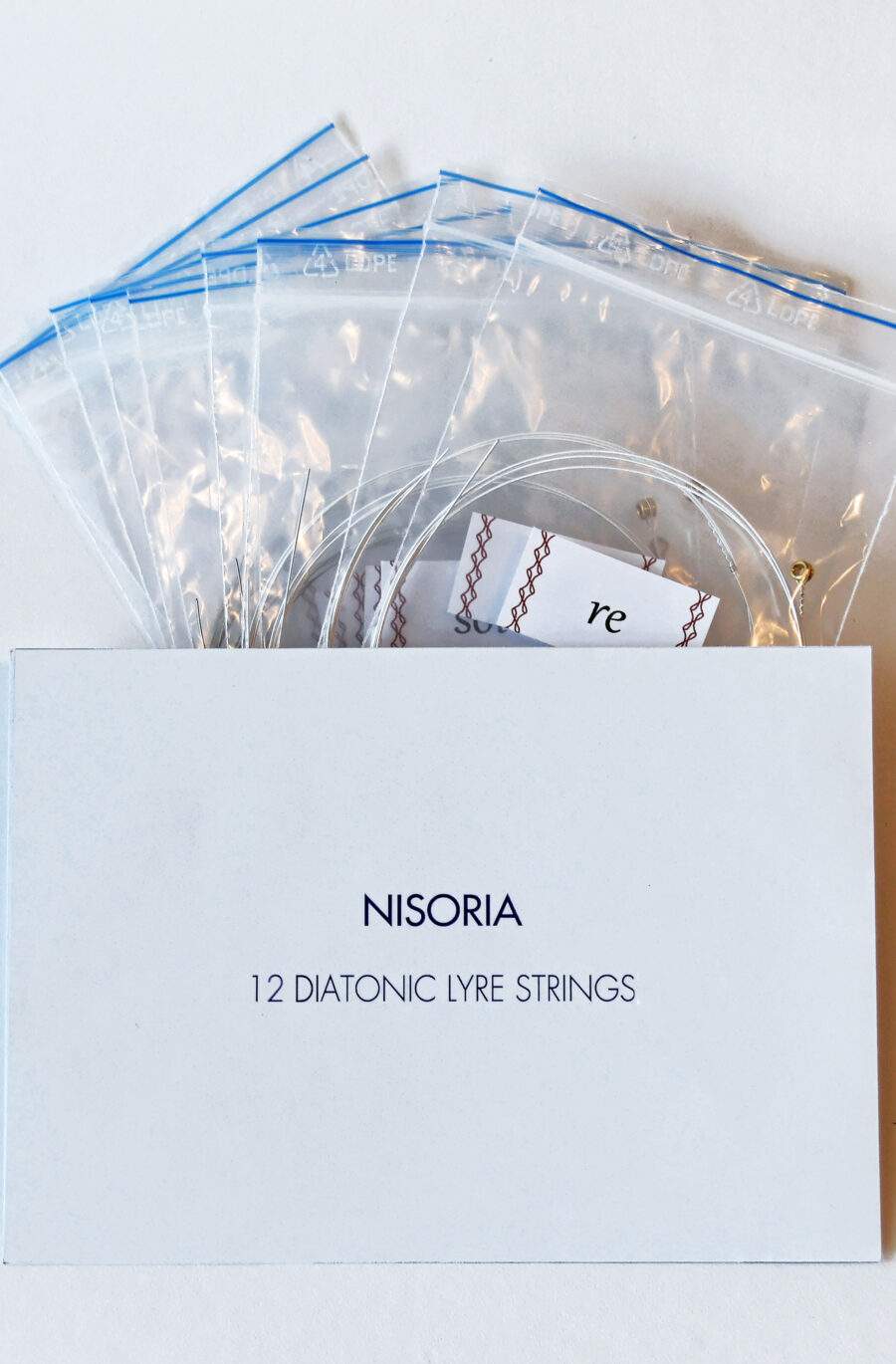 String set for Nisoria 12 string diatonic lyre harp